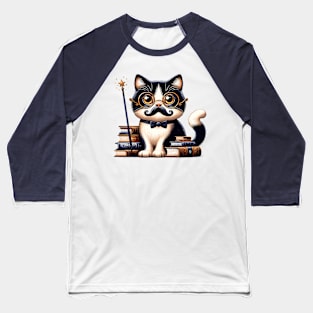 Nerdy Cat Baseball T-Shirt